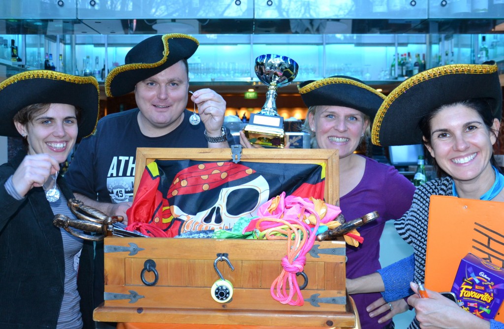 Teams from Treasure hunt enjoying Trophy