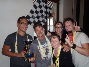 Amazing Race Blue Mountains winning team smiles